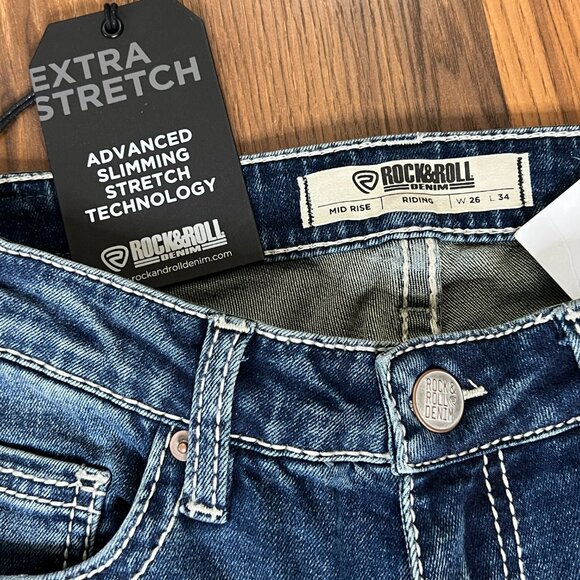 Rock & Roll Denim Midrise Bootcut Cowhide Pocket Women's Riding Jeans 26x34 NEW - Picture 10 of 10